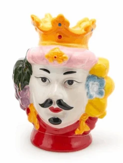 Oldenhof Siciliaans Hoofd Man S ø 10 Cm X 14 Cm Aardewerk Roze Rood