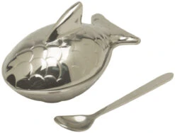 Alessi Colombina Fish Zoutpotje Met Lepel 7,4 X 4,5 X 4,2 Cm Rvs