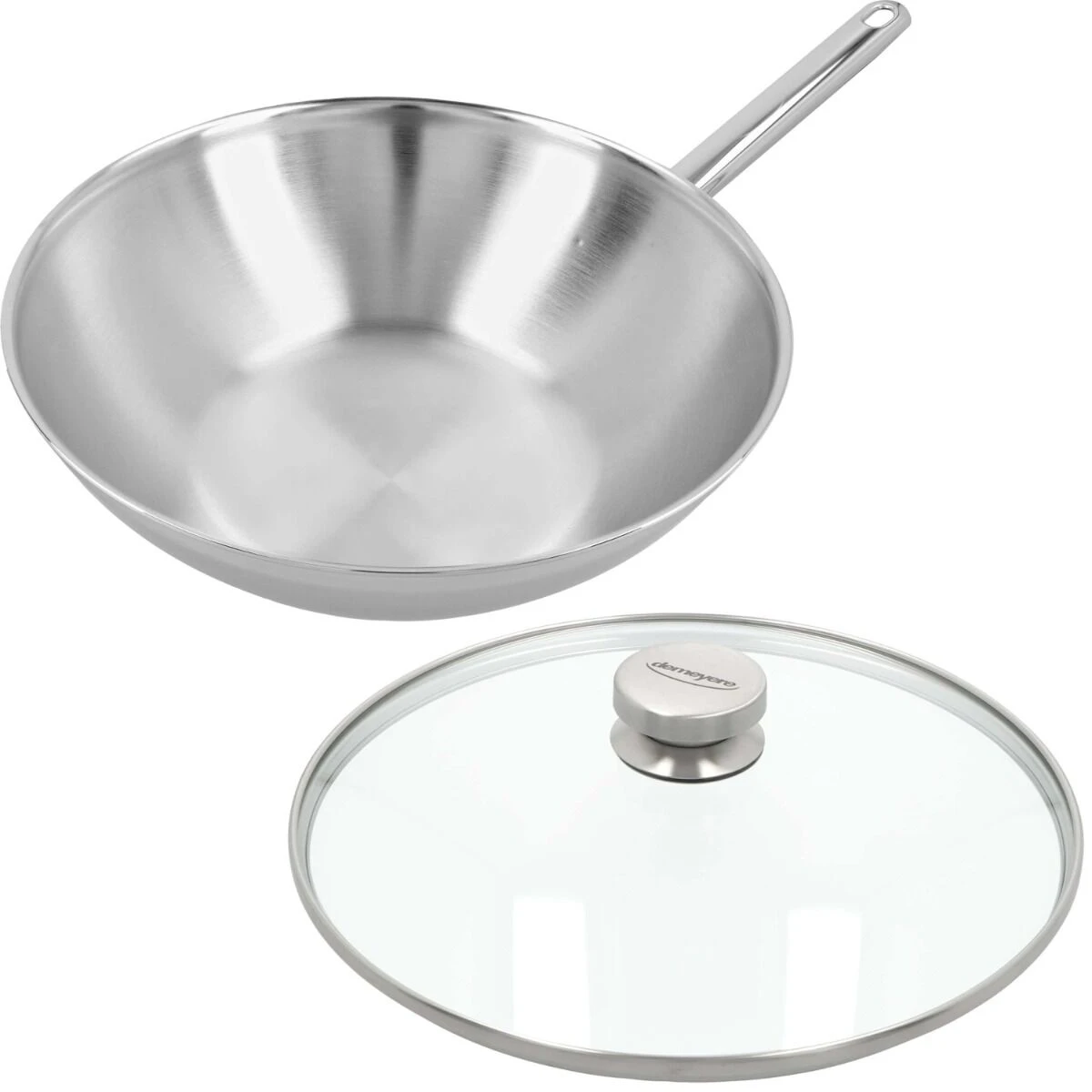 Demeyere Apollo Wok Met Steel ø 30 Cm Rvs Glans + Gratis Glasdeksel 30 Cm 1 Demeyere Apollo Wok Met Steel ø 30 Cm Rvs Glans + Gratis Glasdeksel 30 Cm