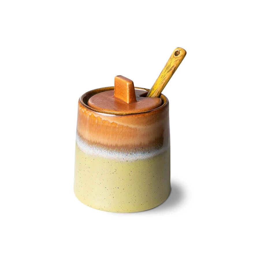 HK Living 70's ACE7083 Suikerpot En Melkkan Aardewerk Peat-Berry 2-delig - Afbeelding 2