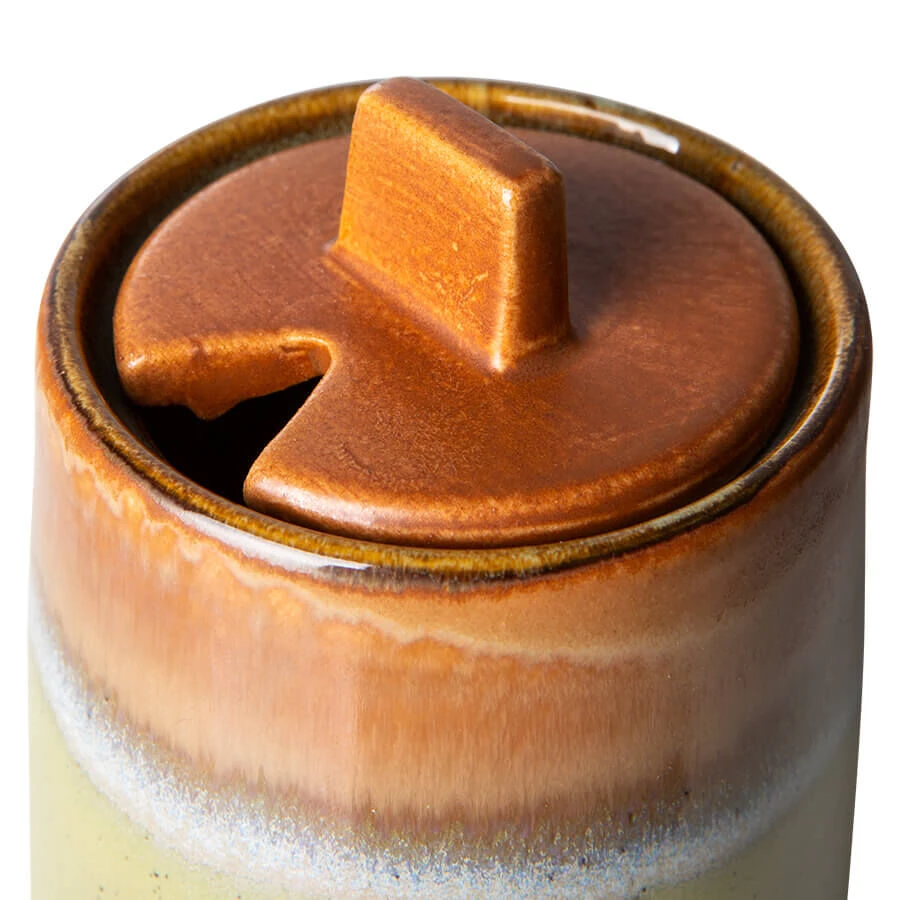 HK Living 70's ACE7083 Suikerpot En Melkkan Aardewerk Peat-Berry 2-delig - Afbeelding 4