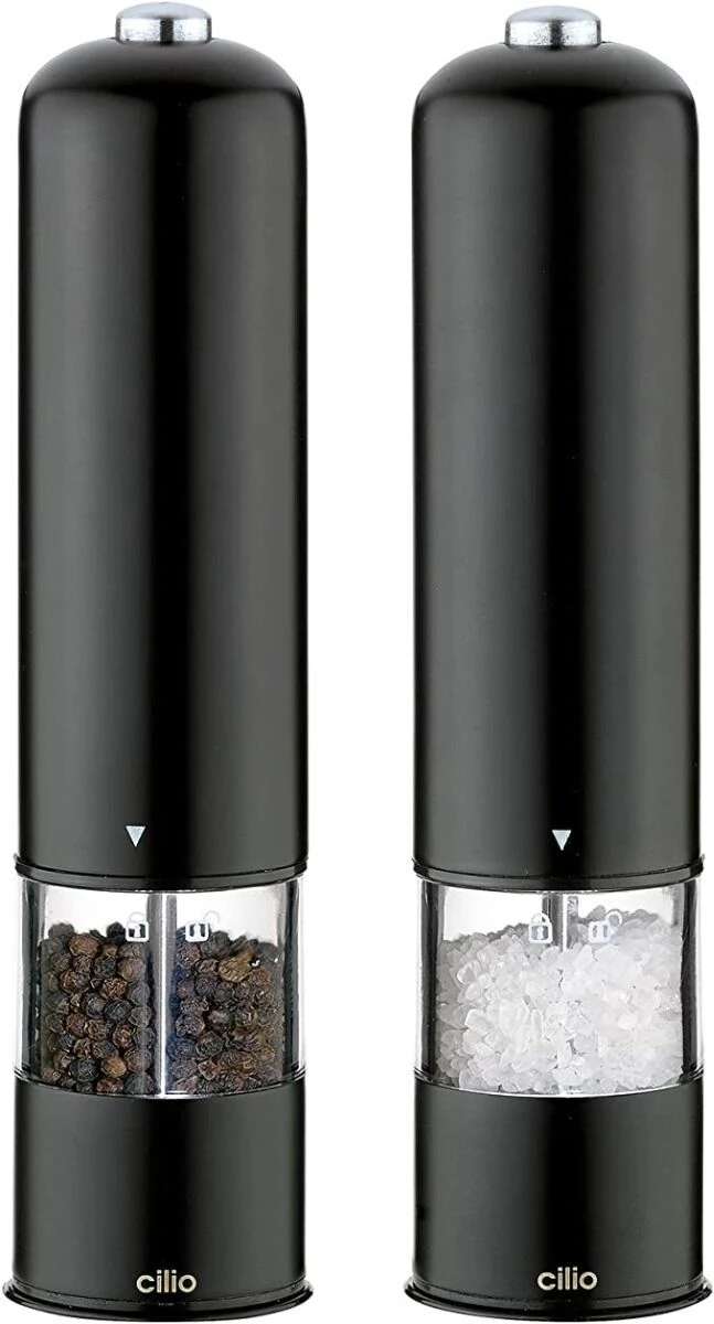 Cilio Bergamo Elektrische Peper- En Zoutmolen 22 Cm Rvs Zwart