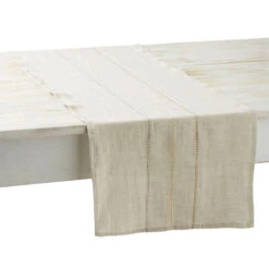 Charvet RYTHMO Tafelloper 150 X 45 Cm Linnen Beige/roestgeel