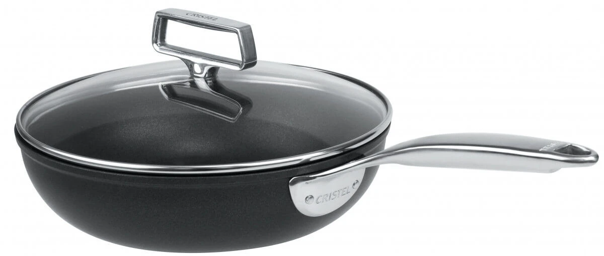 Cristel Castel'pro Exceliss+ Ultralu Sauteerpan Met Anti-aanbaklaag En Glasdeksel ø 28 Cm Aluminium Zwart