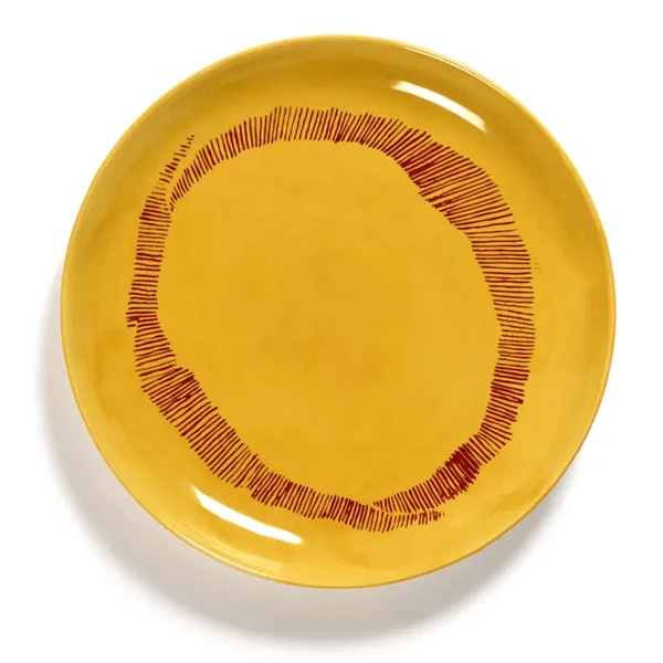 Serax Feast By Ottolenghi Serveerbord ø 35 Cm H 2 Cm Aardewerk Sunny Yellow + Swirl Stripes Red 1 Serax Feast By Ottolenghi Serveerbord ø 35 Cm H 2 Cm Aardewerk Sunny Yellow + Swirl Stripes Red